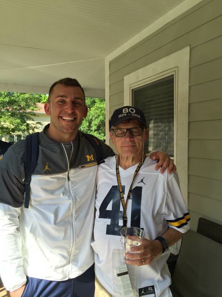 Hirsch with a fan wearing his #41 jersey